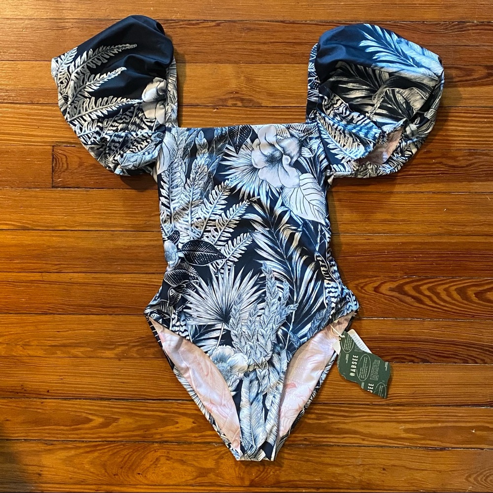 Anthropologie Agua Bendita Palma Puff-Sleeved One-Piece Swimsuit NWT - Picture 5 of 7
